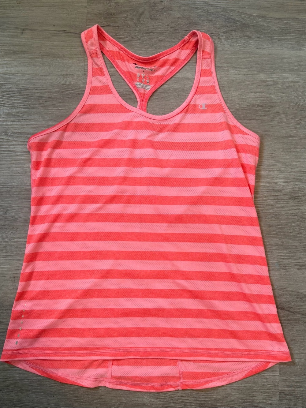 Champion Coral Pink Striped Racerback Tank Top